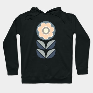 Retro Geometric Flower 5 in Blue, Grey and Peach Hoodie